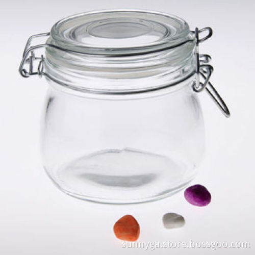 Glass Jar with Lock and Glass Lid and Silicon Seal